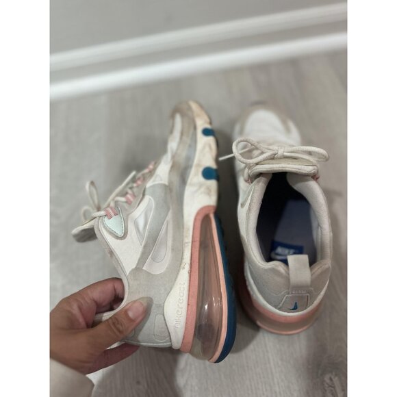 Nike Air Max 270 React Shoes Womens Size 10 Running White Pink Blue AT6174-100 - Picture 7 of 9